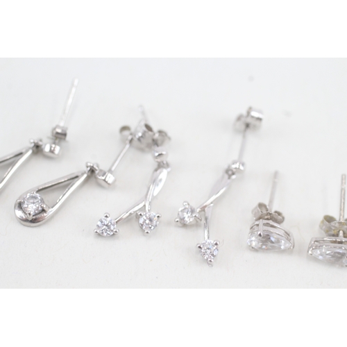 125 - 3 x 9ct white gold cubic zirconia set dress earrings (2.3g)