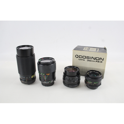 497 - Manual Camera Lenses Inc Cosinon, Centon & Pentacon Mechanically Working x 4