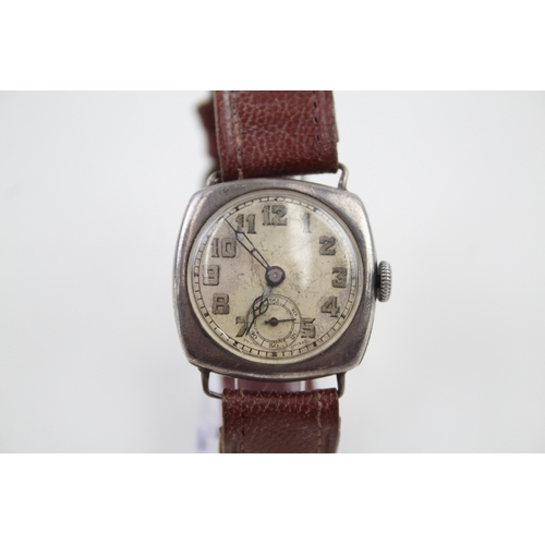 526 - Men's Vintage 925 Silver Military Style Watch Hand-Wind WATCH RUNS