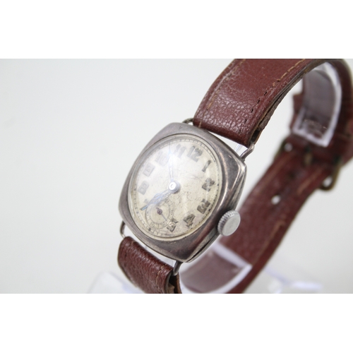 526 - Men's Vintage 925 Silver Military Style Watch Hand-Wind WATCH RUNS