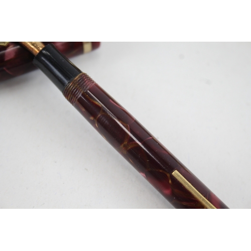 535 - Vintage Conway Stewart 12 Burgundy Fountain Pen w/ 14ct Gold Nib Writing Boxed