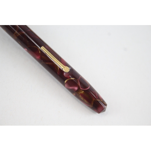 535 - Vintage Conway Stewart 12 Burgundy Fountain Pen w/ 14ct Gold Nib Writing Boxed