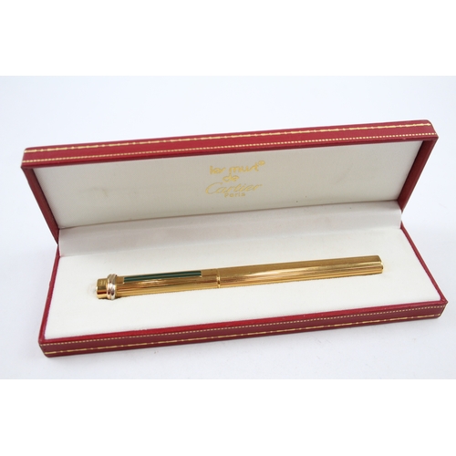 536 - Le Must De Cartier Gold Plated Ballpoint Pen / Biro w/ Enamel Detail, Box