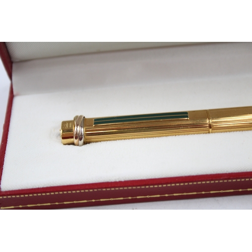 536 - Le Must De Cartier Gold Plated Ballpoint Pen / Biro w/ Enamel Detail, Box