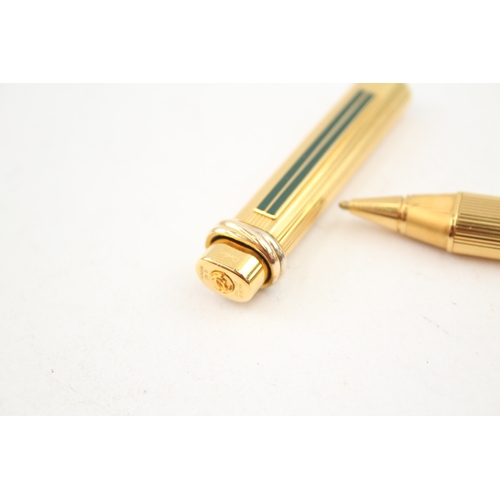 536 - Le Must De Cartier Gold Plated Ballpoint Pen / Biro w/ Enamel Detail, Box