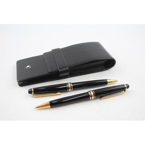 537 - MONTBLANC Meisterstuck Black Ballpoint Pen & Mechanical Pencil Set Cased