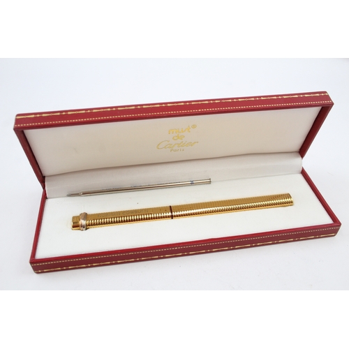 538 - Vintage Must De CARTIER Gold Plated Ballpoint Pen / Biro Boxed - 549687 (23g)