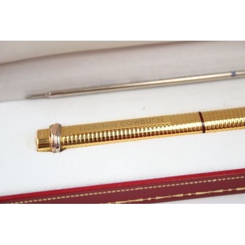 538 - Vintage Must De CARTIER Gold Plated Ballpoint Pen / Biro Boxed - 549687 (23g)