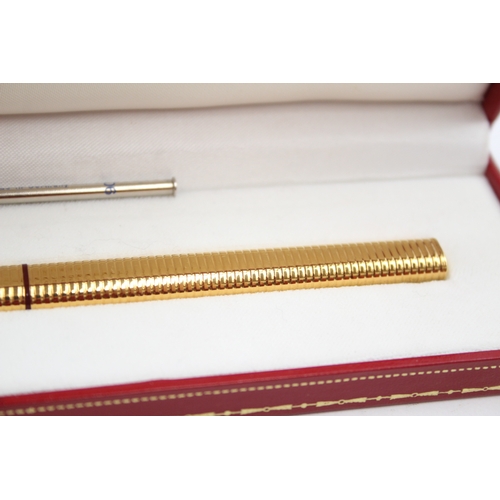 538 - Vintage Must De CARTIER Gold Plated Ballpoint Pen / Biro Boxed - 549687 (23g)