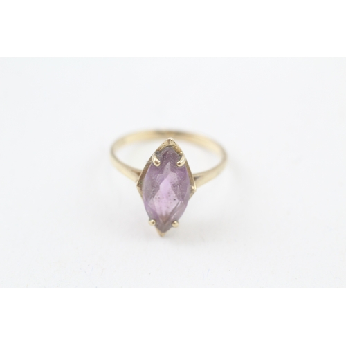 57 - 9ct gold marquise cut amethyst set cocktail ring (2.4g) Size  O