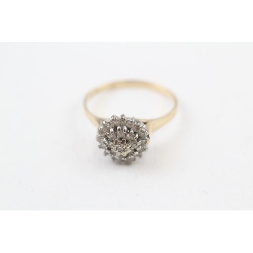 59 - 9ct gold diamond halo ring (2.1g) Size  L 1/2