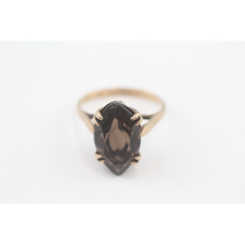 72 - 9ct gold vintage smokey quartz dress ring (3g) Size  M