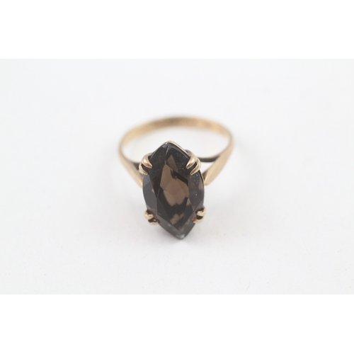 72 - 9ct gold vintage smokey quartz dress ring (3g) Size  M