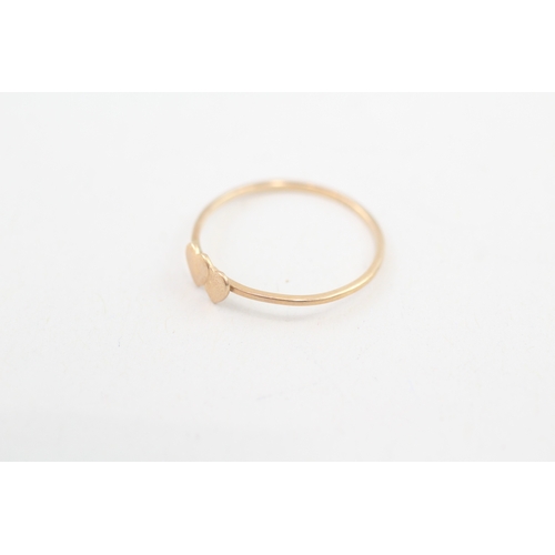 90 - 14ct gold double heart love ring (0.5g) Size  J 1/2