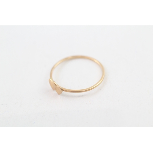 90 - 14ct gold double heart love ring (0.5g) Size  J 1/2