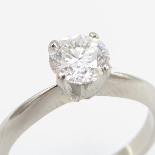 1 - Diamond Brilliant Cut Solitaire Ring 0.70ct with 4 Claw Palladium Mount.  Full English Hallmark.  Co... 