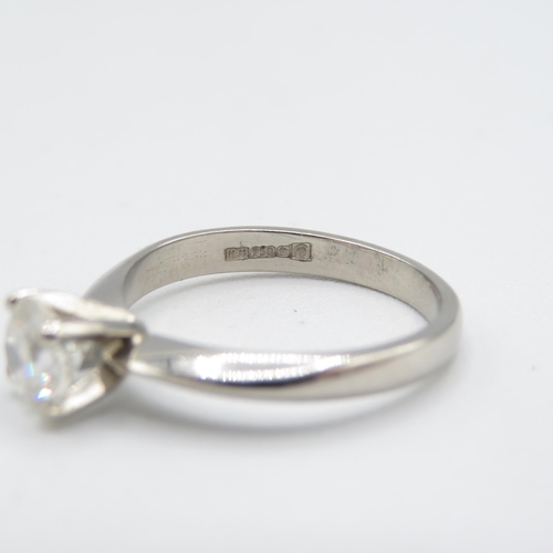 1 - Diamond Brilliant Cut Solitaire Ring 0.70ct with 4 Claw Palladium Mount.  Full English Hallmark.  Co... 