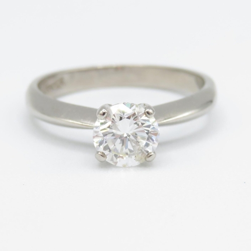 1 - Diamond Brilliant Cut Solitaire Ring 0.70ct with 4 Claw Palladium Mount.  Full English Hallmark.  Co... 