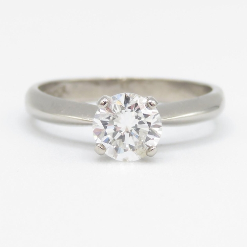 1 - Diamond Brilliant Cut Solitaire Ring 0.70ct with 4 Claw Palladium Mount.  Full English Hallmark.  Co... 