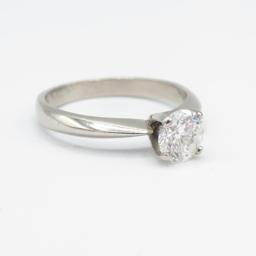 1 - Diamond Brilliant Cut Solitaire Ring 0.70ct with 4 Claw Palladium Mount.  Full English Hallmark.  Co... 