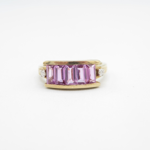 13 - 9ct gold pink sapphire & diamond dress ring (3.3g) Size  N 1/2