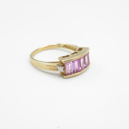 13 - 9ct gold pink sapphire & diamond dress ring (3.3g) Size  N 1/2