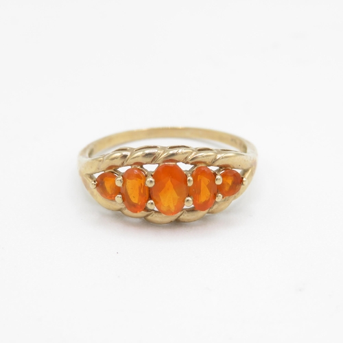 14 - 9ct gold fire opal dress ring (2g) Size  Q 1/2