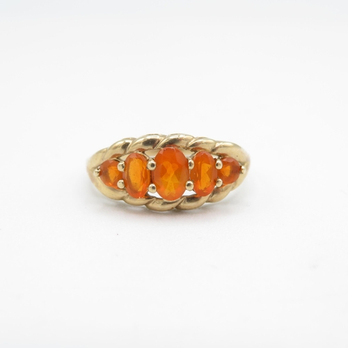 14 - 9ct gold fire opal dress ring (2g) Size  Q 1/2