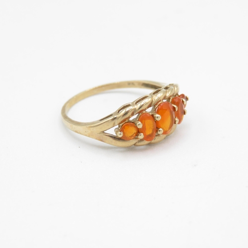 14 - 9ct gold fire opal dress ring (2g) Size  Q 1/2