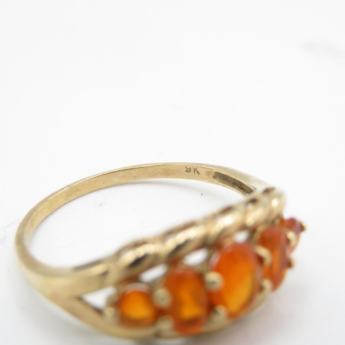 14 - 9ct gold fire opal dress ring (2g) Size  Q 1/2