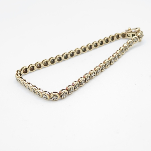 3 - 9ct gold diamond line bracelet (7.4g)