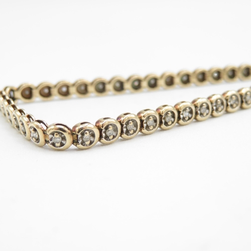 3 - 9ct gold diamond line bracelet (7.4g)