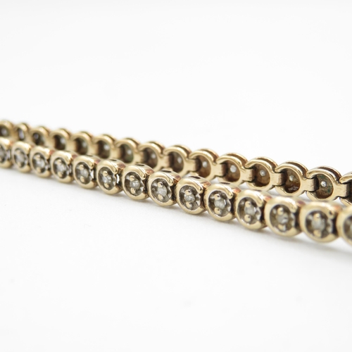 3 - 9ct gold diamond line bracelet (7.4g)