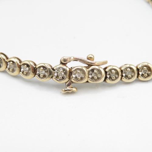 3 - 9ct gold diamond line bracelet (7.4g)