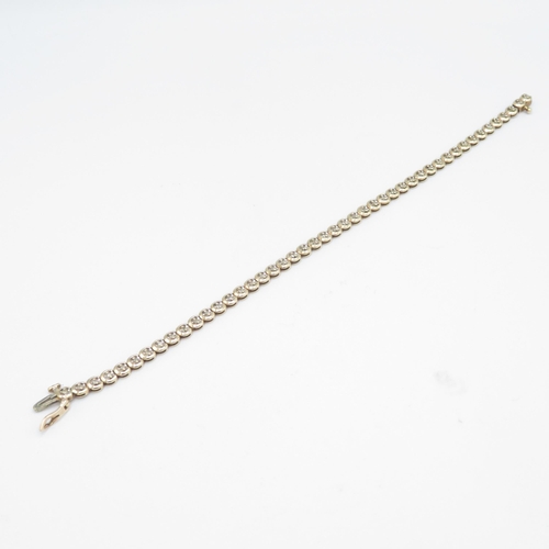 3 - 9ct gold diamond line bracelet (7.4g)