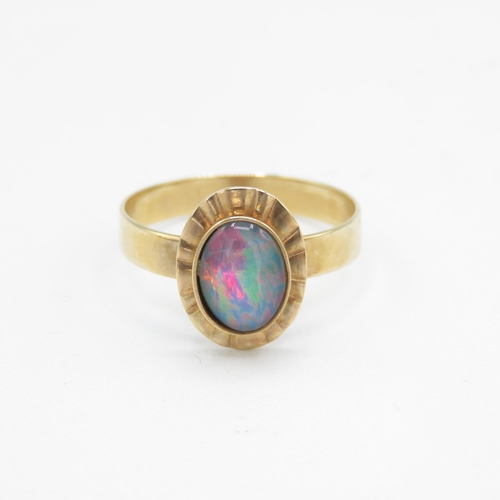 4 - 9ct gold vintage opal dress ring (1.9g) Size  O 1/2