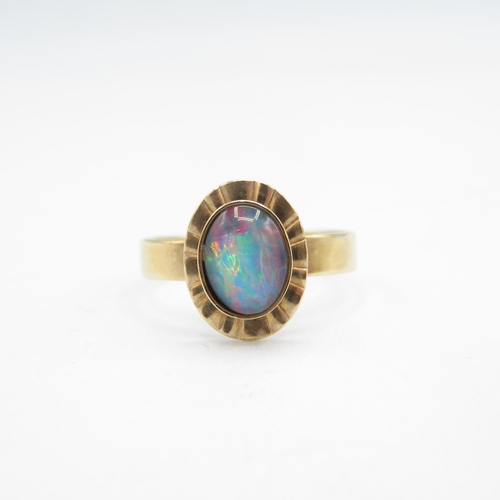 4 - 9ct gold vintage opal dress ring (1.9g) Size  O 1/2