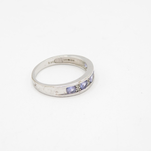 26 - 9ct gold tanzanite & diamond half eternity ring (2.7g) Size  P