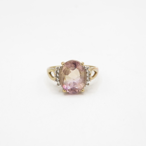 38 - 9ct gold ametrine & diamond dress ring (3g) Size  N 1/2