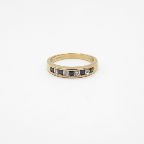 41 - 9ct gold vintage sapphire & diamond half eternity ring (2.6g) Size  N