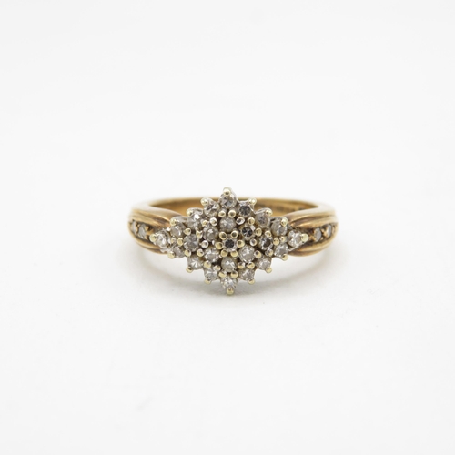 45 - 9ct gold diamond cluster ring, claw set (3.5g) Size  L 1/2