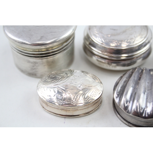313 - 5 x Antique / Vintage Hallmarked .925 Sterling Silver Pill / Trinket Boxes 100g