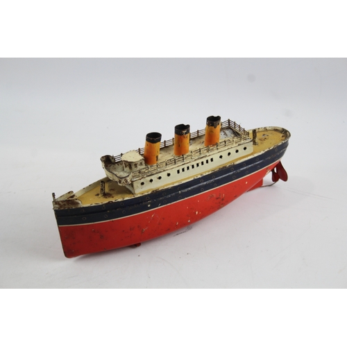 363 - Tin Plate BING German Made Toy Ship Ocean Liner Vintage Toys