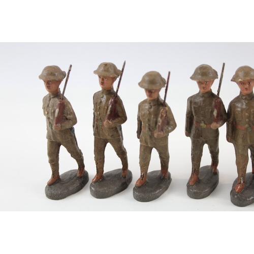 365 - Elastolin German Made Military Infantry Figures Vintage Toys