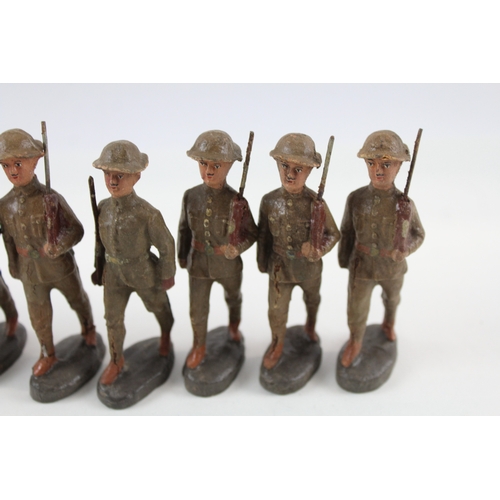 365 - Elastolin German Made Military Infantry Figures Vintage Toys