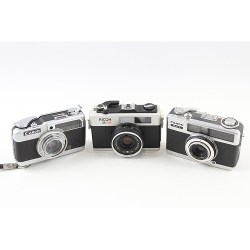 383 - Compact Rangefinder Film Cameras Inc Fujica Half & Ricoh 35 FM Etc Working x 3