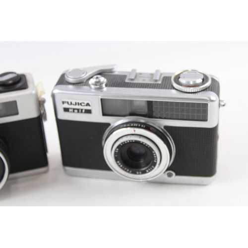 383 - Compact Rangefinder Film Cameras Inc Fujica Half & Ricoh 35 FM Etc Working x 3