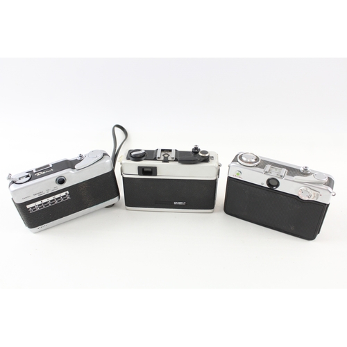 383 - Compact Rangefinder Film Cameras Inc Fujica Half & Ricoh 35 FM Etc Working x 3