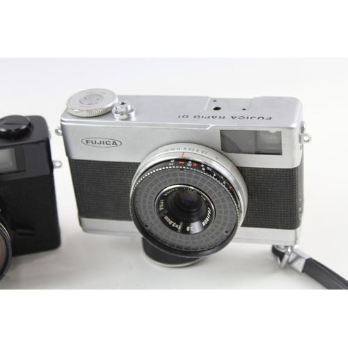 385 - Compact Rangefinder Film Cameras Inc Fujica & Konica Auto S3 Etc Working x 3