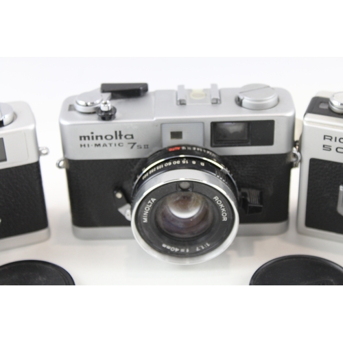 387 - Compact Rangefinder Film Cameras Inc Minolta & Konica C35 Etc Working x 3
